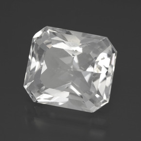 Quarzo naturale bianco da 5,25 ct, taglio smeraldo, VS