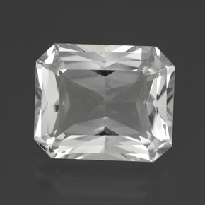 Quarzo naturale bianco da 10,38 ct, taglio smeraldo, VVS