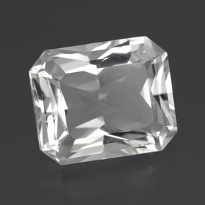 Quarzo naturale bianco da 10,38 ct, taglio smeraldo, VVS