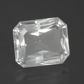 Quarzo naturale bianco da 7,54 ct, taglio smeraldo, VS