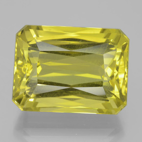 Quarzo naturale giallo da 27,44 ct, taglio smeraldo, VVS-VS