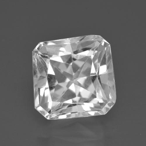 Quarzo naturale bianco da 6,22 ct, taglio smeraldo, VVS-VS