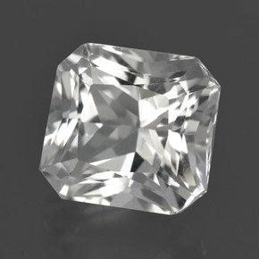 Quarzo naturale bianco da 6,73 ct, taglio smeraldo, VVS