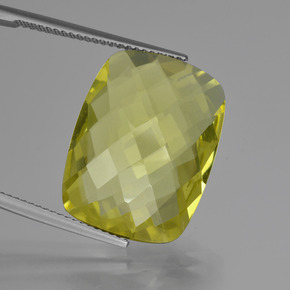 Quarzo Giallo limone naturale da 15.30 ct, Taglio a cuscino, VVS