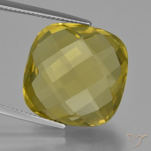 25.94ct Naturale Giallo chiaro Quarzo, Cuscino, VVS-VS
