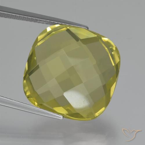 26.21ct Naturale Giallo chiaro Quarzo, Cuscino, VVS-VS