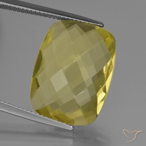 14.69ct Naturale Giallo chiaro Quarzo, Cuscino, VVS
