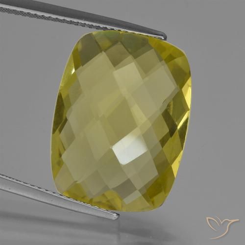 15.21ct Naturale Giallo Ananas Quarzo, Cuscino, VVS