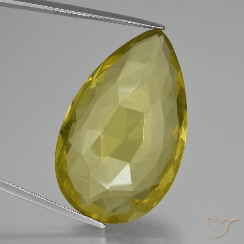 55.06ct Naturale Giallo chiaro Quarzo, Forma a pera, VVS-VS