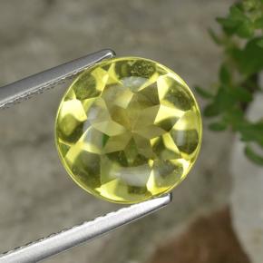 Quarzo Giallo limone naturale da 3.48 ct, Taglio rotondo, Trasparente