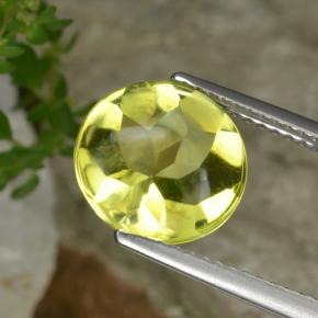 Quarzo Giallo limone naturale da 3.48 ct, Taglio rotondo, Trasparente