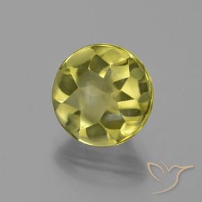 Quarzo Giallo chiaro verdastro naturale da 3.87 ct, Taglio rotondo, Trasparente