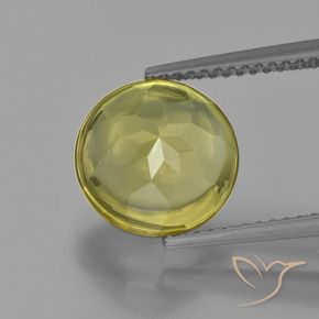 Quarzo Giallo chiaro verdastro naturale da 3.87 ct, Taglio rotondo, Trasparente