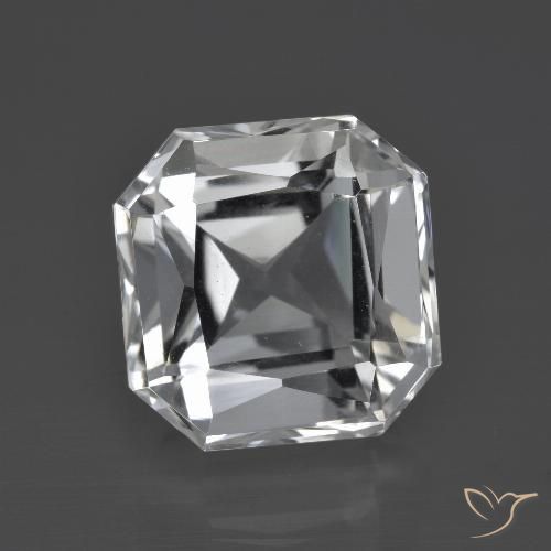Quarzo naturale bianco da 11,26 ct, taglio smeraldo, VVS