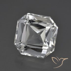 Quarzo naturale bianco da 11,26 ct, taglio smeraldo, VVS