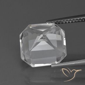 Quarzo Bianco trasparente naturale da 8.02 ct, Ottagonale / Taglio smeraldo, VVS-VS