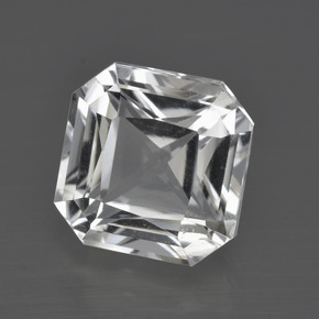 Quarzo naturale bianco da 5,42 ct, taglio smeraldo, VVS-VS