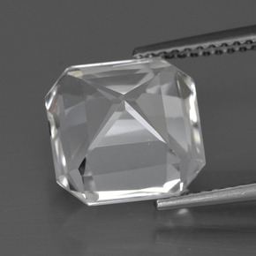 Quarzo naturale bianco da 5,42 ct, taglio smeraldo, VVS-VS