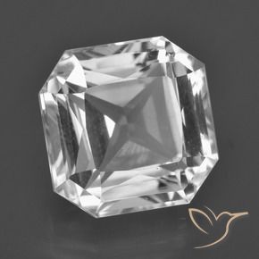 Quarzo naturale bianco da 8,72 ct, taglio smeraldo, VVS
