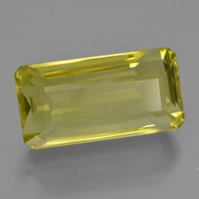 Quarzo naturale giallo da 18,76 ct, taglio smeraldo, VS