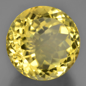 Quarzo naturale giallo da 24,67 ct, taglio rotondo, VS