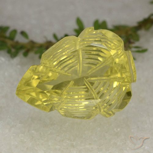 19.07ct Naturale Giallo chiaro Quarzo, Taglio a fantasia, Trasparente