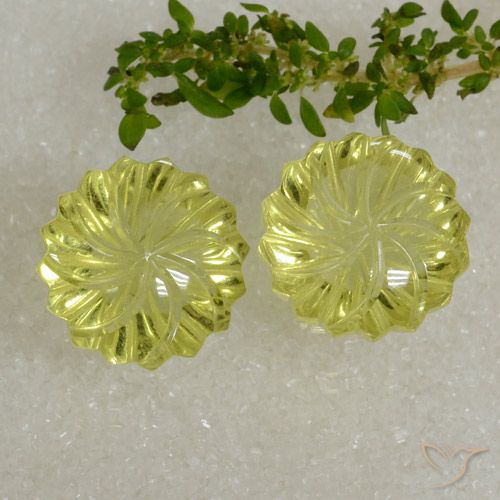 Gemme di Quarzo Giallo chiaro naturale da 22.87 ct, Taglio a fiore, Trasparente