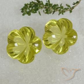 Gemme di Quarzo Limone giallo naturale da 64.06 ct, Taglio a fiore, Trasparente