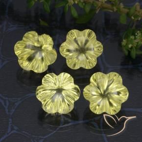 Gemme di Quarzo Giallo verdastro naturale da 16.85 ct, Taglio a fiore, Trasparente