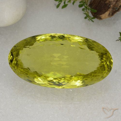 86.68ct Naturale Giallo verde Quarzo, Ovale, VVS