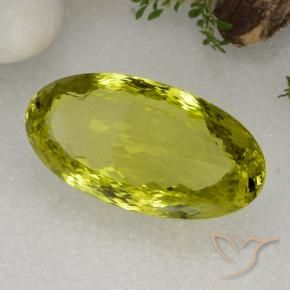 Quarzo Giallo verde naturale da 86.68 ct, Ovale, VVS