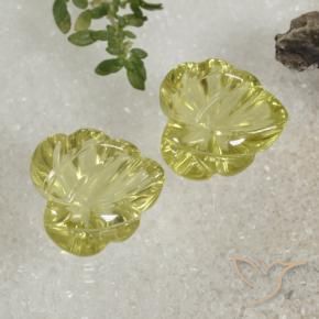 Gemme di Quarzo Giallo verdastro naturale da 13.98 ct, Taglio a fiore, Trasparente