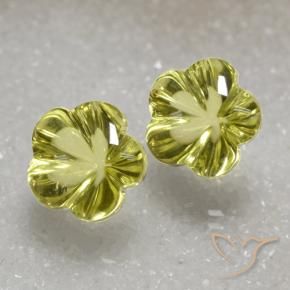 Gemme di Quarzo Giallo verdastro naturale da 15.78 ct, Taglio a fiore, Trasparente