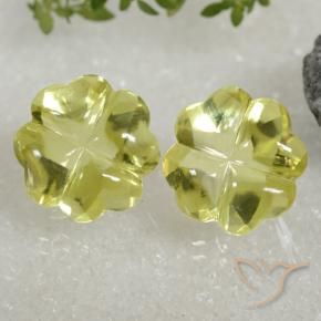 Gemme di Quarzo Giallo verdastro naturale da 19.52 ct, Taglio a fiore, Trasparente