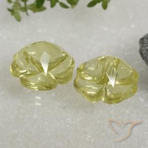 Gemme di Quarzo Giallo verdastro naturale da 19.52 ct, Taglio a fiore, Trasparente