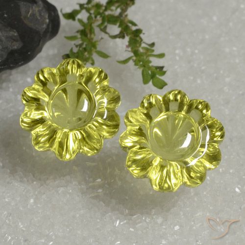 14.39ctw Naturale Giallo medio Quarzo, Taglio a fiore, Trasparente