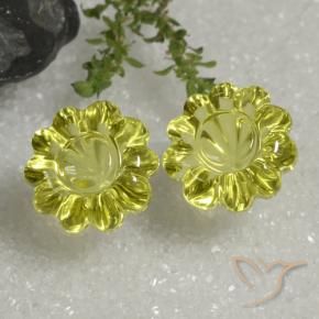Gemme di Quarzo Giallo medio naturale da 14.39 ct, Taglio a fiore, Trasparente
