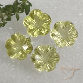 Gemme di Quarzo Giallo verdastro naturale da 14.29 ct, Taglio a fiore, Trasparente