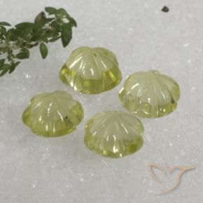 Gemme di Quarzo Giallo verdastro naturale da 14.29 ct, Taglio a fiore, Trasparente