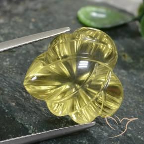 Quarzo Giallo medio-chiaro naturale da 12.47 ct, Taglio a fiore, Trasparente