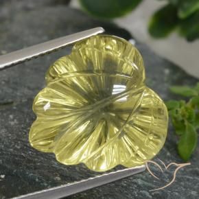 Quarzo Giallo verdastro naturale da 11.72 ct, Taglio a fiore, Trasparente