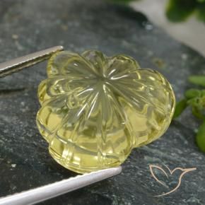 Quarzo Giallo verdastro naturale da 11.72 ct, Taglio a fiore, Trasparente