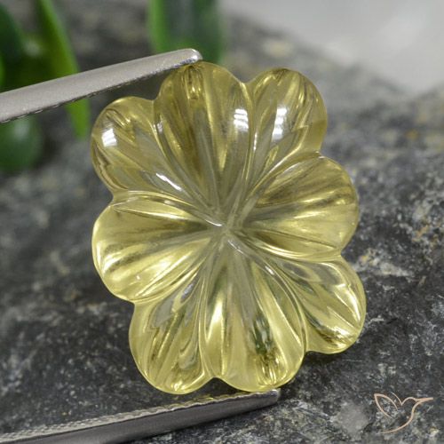 9.60ct Naturale Giallo medio-chiaro Quarzo, Taglio a fiore, Trasparente