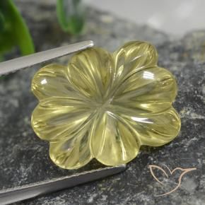 Quarzo Giallo medio-chiaro naturale da 9.60 ct, Taglio a fiore, Trasparente