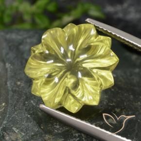 Quarzo Giallo chiaro naturale da 12.77 ct, Taglio a fiore, Trasparente
