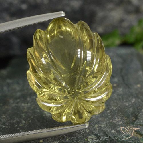 12.77ct Naturale Giallo medio-chiaro Quarzo, Taglio a fiore, Trasparente