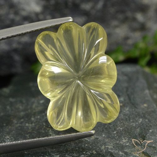 9.49ct Naturale Giallo pallido Quarzo, Taglio a fiore, Trasparente
