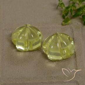 Gemme di Quarzo Giallo chiaro verdastro naturale da 13.63 ct, Taglio a fiore, Trasparente