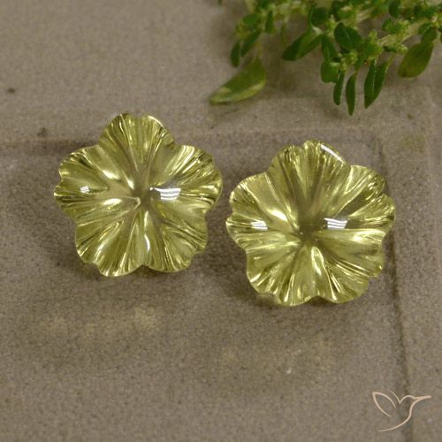 8.89ctw Naturale Giallo chiaro Quarzo, Taglio a fiore, Trasparente