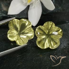 Gemme di Quarzo Giallo chiaro verdastro naturale da 15.13 ct, Taglio a fiore, Trasparente